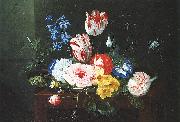 Jan van den Hecke Assiette de fleurs posee sur un entablement Sweden oil painting artist